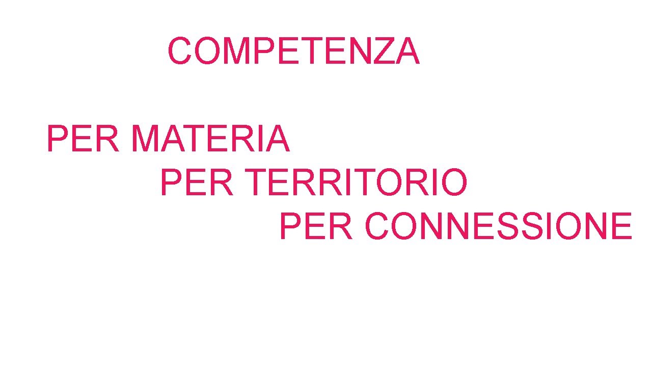 Competenza per materia, per territorio, per connessione