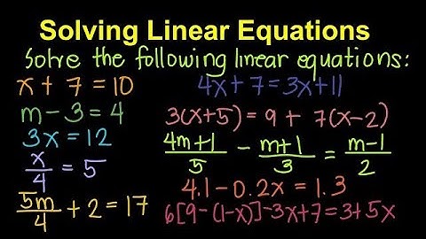 Solving Linear Equations Part 1