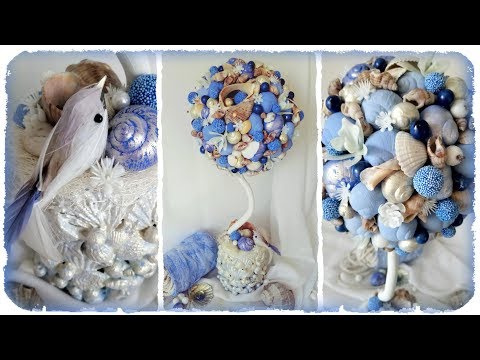 Топиарий с ракушками Морской | Manualidades, Manualidades navideñas, Decoración de unas