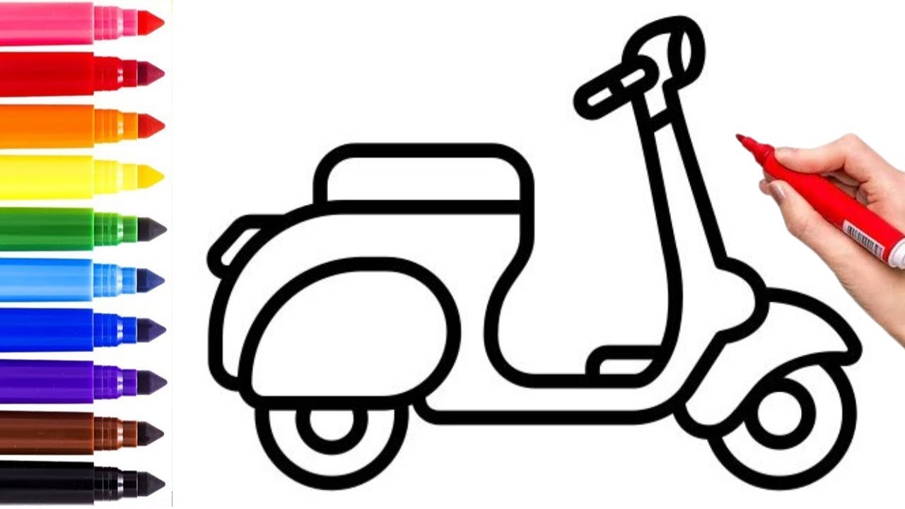 How to Draw Scooter | Drawing and Coloring