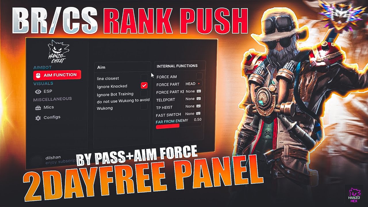 FORCE AIM 2 DAYS PANEL 💻 BR & CS RANK PUSH FREE PANEL  | 100% SAFE & ANTIBAN OB51 (2025) | HANZO HEX