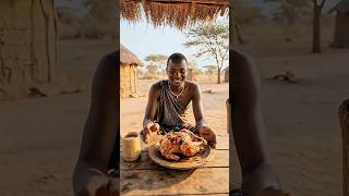 Primitive African Tribe Eating Whole Grilled Chicken | Real Village Food 🍗🔥! #tribalcooking #shorts