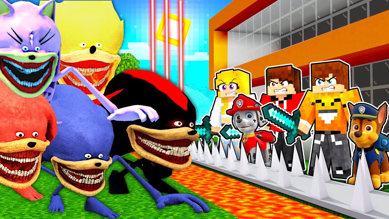 Семья ШИН СОНИКА против ЩЕНЯЧЬЕГО ПАТРУЛЯ СЕКРЕТНАЯ БАЗА в Minecraft!