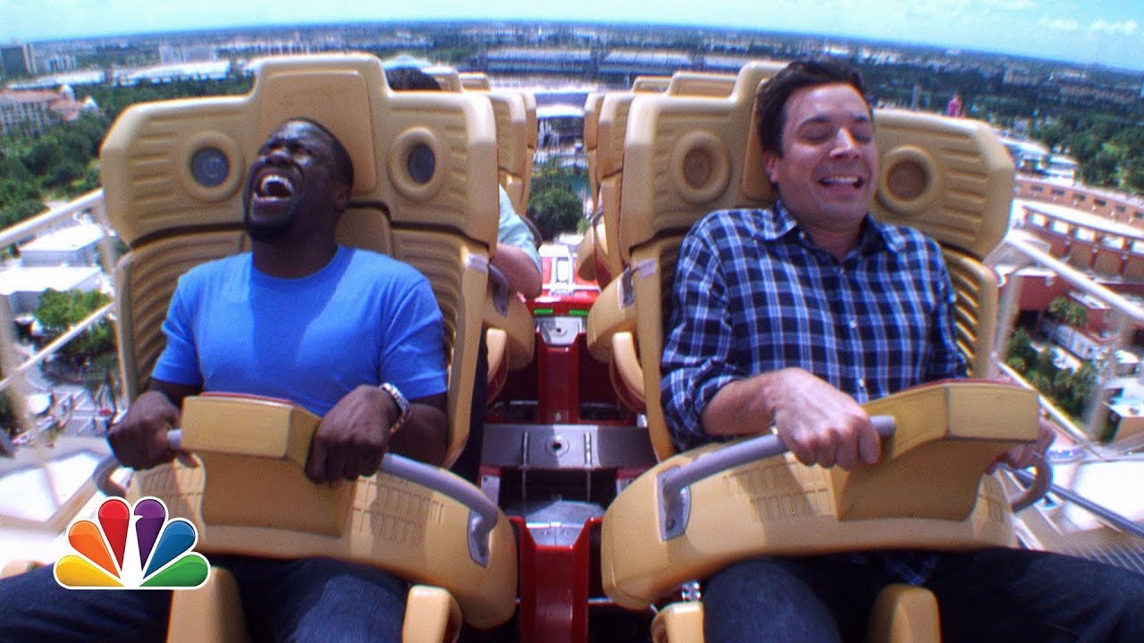 ⁣Jimmy and Kevin Hart Ride a Roller Coaster