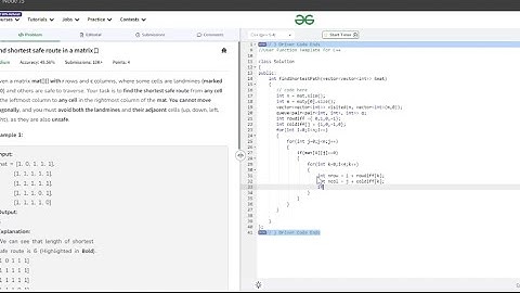 Find shortest safe route in a matrix ||  GFG POTD 27 March 2024