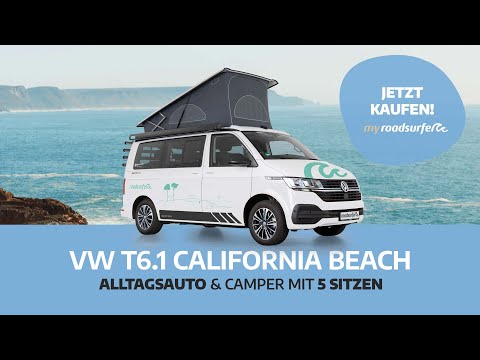 VW T6.1 California Beach - Alltagsauto und Camper mit 5 Sitzen 🚐 Finde deinen Traumcamper 🌟 - video from roadsurfer