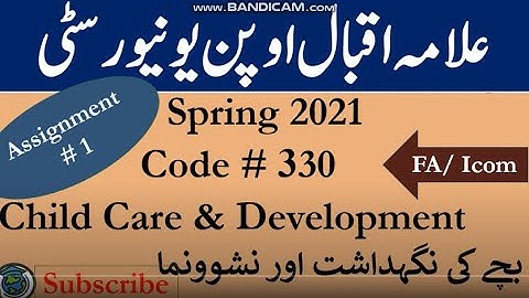 AIOU Code 330 Solved Assignment No.1 Spring  2021| Subject: Child Care & Development |Level: FA/ICom