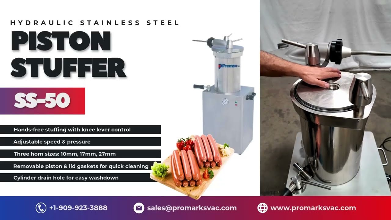 SS-50 Demo, Stainless Steel Sausage Piston Stuffer Promarks #SausageStuffer #MeatProcessingEquipment