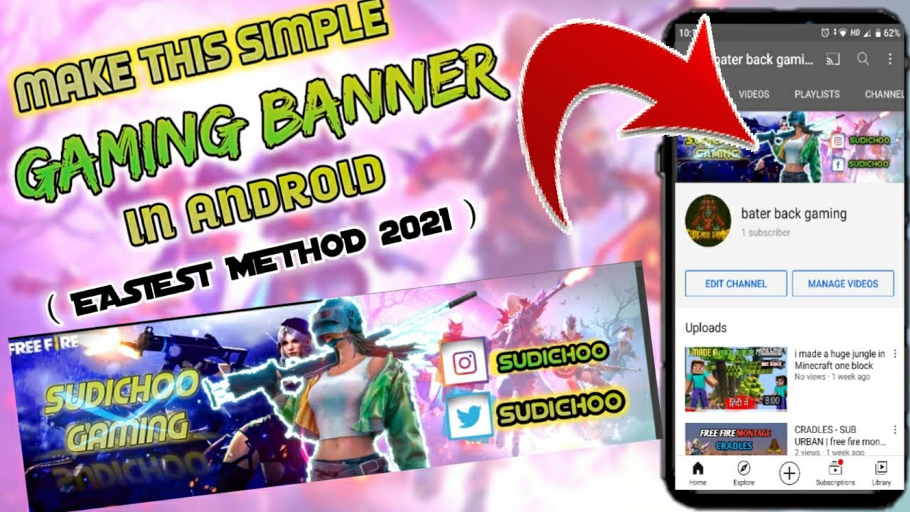 how to make best and easy banner for gaming channel | how to make channel art for gaming channel  |