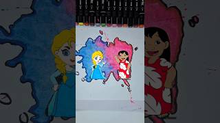 Lilo Pelekai from Lilo & Stitch meet princess elsa |✨️ Acrylic couple 🎨paint art #lilostitch