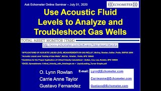 Ask Echometer Session 7 July 1 2020 Gas Wells
