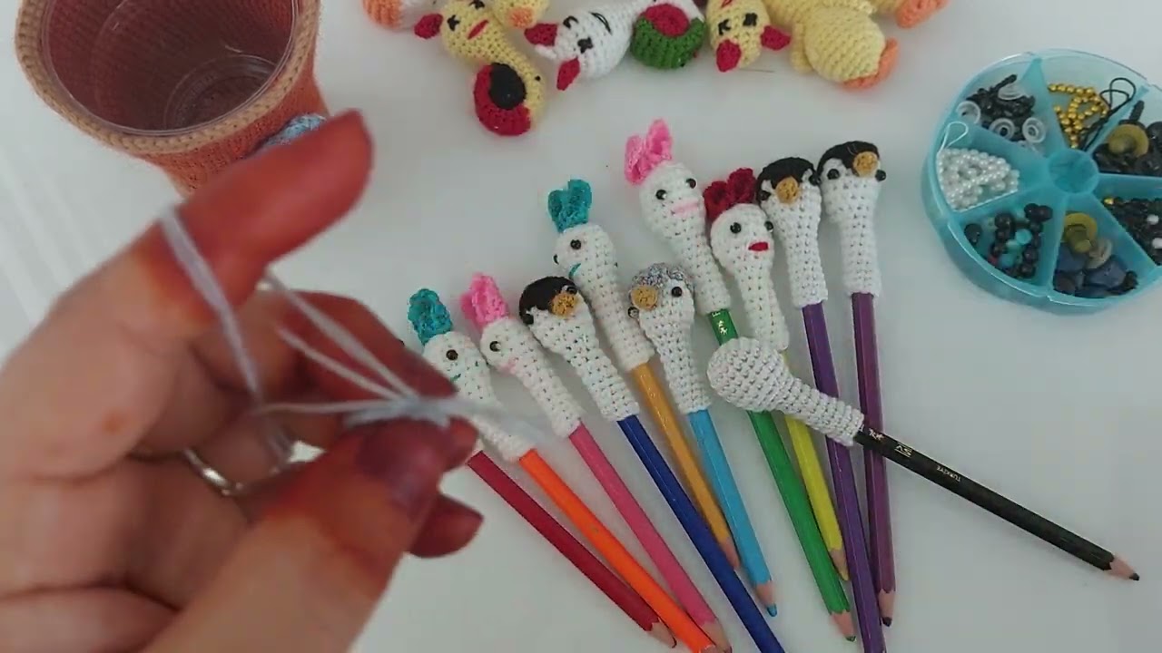 Örgü penguen kalem başlığı çok kolay 🐧🐧