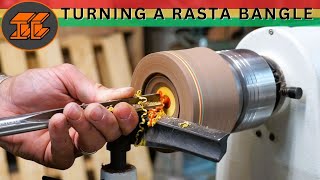 Woodturning a Walnut Wood Rasta Bangle Bracelet