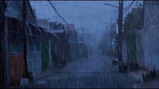 Midnight Rain Thunderstorm Ambience for Sleeping | Heavy Rainstorm on Farmhouse &amp; Thunder