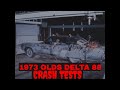 1970s oldsmobile delta 88 frontal impact crash tests  70 mph   crash test dummies   89374