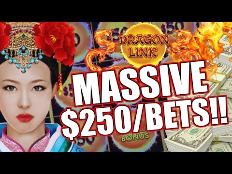 $250 SPINS! 💰 GOING CRAZY IN THE CASINO MAX BETTING DRAGON LINK SLOTS!