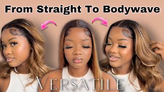 Versatile Highlighted Bodywave Wig Install Straight To Curly Lace Wig Yoowigs