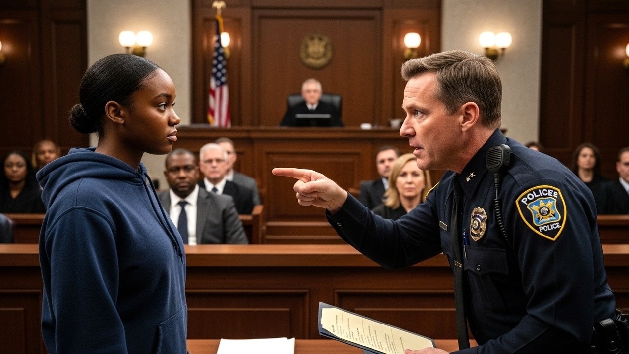 Policjant traktuje dziewczynę agresywnie w sądzie — wtedy wchodzi jej matka z CIA