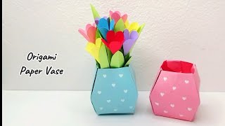 How to make a Paper Flower Vase.🏺💐 || DIY simple Origami Vase craft || Paper crafts ideas 💡