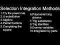 Selecting Integration Techniques Explained, List of Methods - Calculus