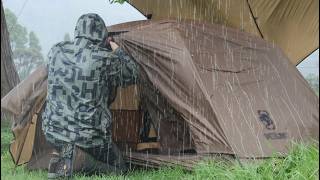 Storm Camping Under a Tarp | Rain, Wind & Cozy Shelter