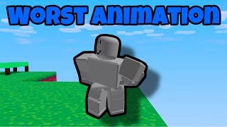 Using The WEIRDEST Roblox BedWars Animation..