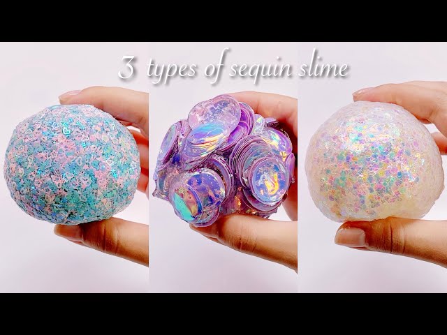 【ASMR】✨3種類のスパンコールスライム✨【音フェチ】3 types of sequin slime