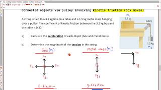 Solving Friction Problems - Pulley involving Kinetic Friction