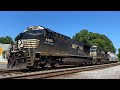 NS 4086 leads NS 154 on a hot day in Lowell NC. 6-22-2022