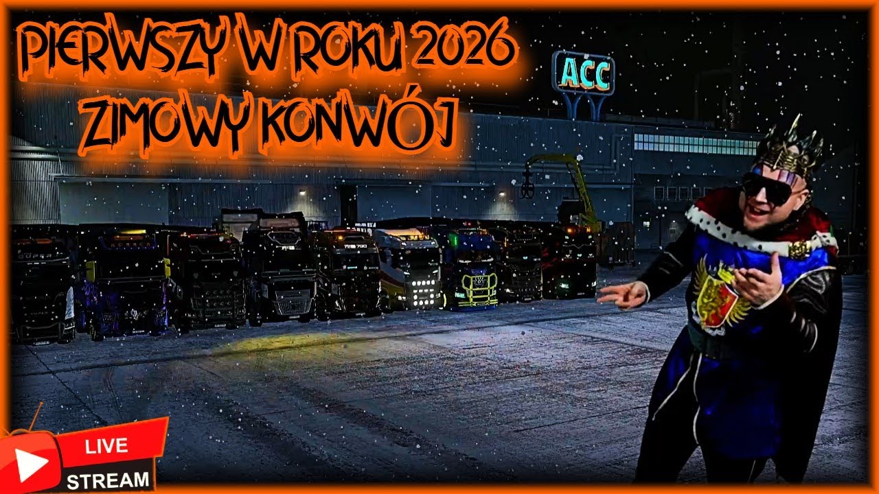 PIERWSZY W TYM ROKU KONWÓJ - ZIMOWY KLIMAT NA TRUCKERSMP OSTRA JAZDA Z WIDZAMI I LAMAMI