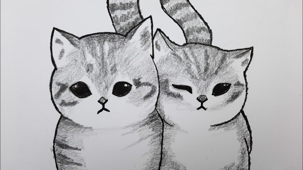 Kolay Adım Adım Sevimli Kediler Nasıl Çizilir - Çizim Hobimiz Karakalem  Kolay Hayvan Çizimleri - Youtube