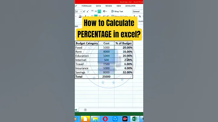 How to Calculate PERCENTAGE in excel? | Percentage Formula #shorts #excel 🔥🔥