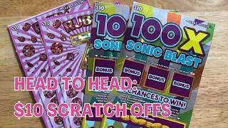 I Scratched Two $10 Scratch Tickets Head-to-Head 🎟️ | Sonic Blast vs Ruby 7s
