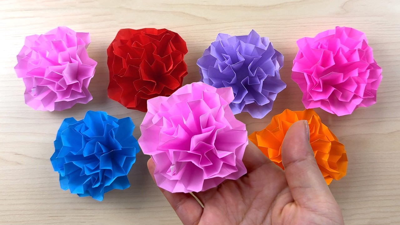 簡単折り紙】カーネーションの作り方💡母の日に💐子供でも作れる 💡How