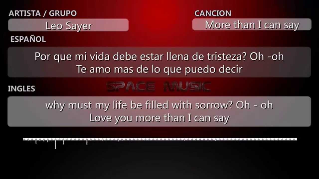 Leo Sayer - More Than I Can Say | Letra | Lyrics - YouTube