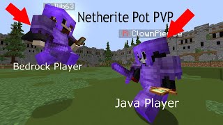 bedrock player vs java player in Netherite Pot - PVP battle from different perspective