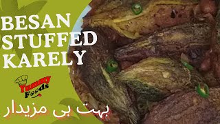 How to make Besan stuffed Karely | Besan Bhare Karely recipe in Urdu |  Yummy Foods Resimi