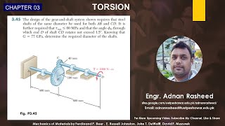3.45 Determine the required diameter of the shafts | Mechanics of Materials Beer & Johnston