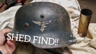 German WW2 helmet  discovered in shed + other relics!