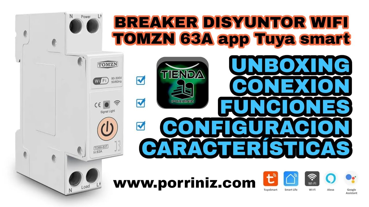 Breaker disyuntor wifi TOMZN 63a app tuya smart Life conexión configuración  www.porriniz.com 