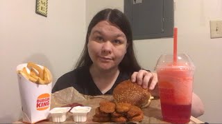 BURGER KING|NEW FIERY NUGGETS &amp; KILLIN MANGO FANTA| WHOPPER MUKBANG AKA BIG Q&amp;A #subscribe