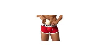 Jiyaru Men&amp;#039;s Padded Boxer Brief Soft Cotton Hip-up Underwear Trunk Red M