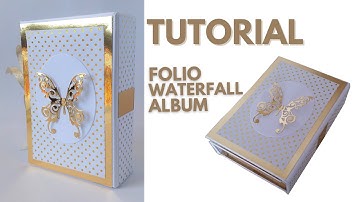 EASY MINI ALBUM TUTORIAL using GOLD PAPER | How to make WATERFALL FOLIO scrapbooking album tutorials