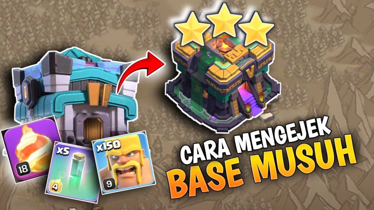 EJEK BASE MUSUH DI WAR! TH13 vs TH14 PAKE 150 BARBARIAN AUTO PANIK 🤣🔥 #th13  #heyher