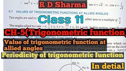 Value of trigonometric function at allied angles concept| RD Sharma Class 11 Chapter -5