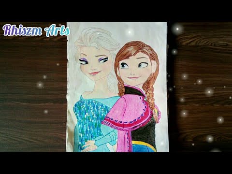 Coloring Frozen Elsa & Anna Coloring Book Page Prismacolor Colored Pencils