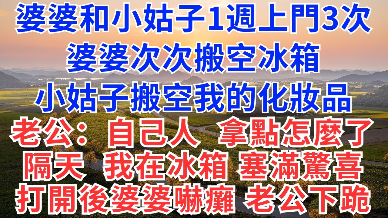 婆婆和小姑1週上門3次，婆婆次次搬空冰箱，小姑搬空我的化妝品，老公：自己人，拿點怎麼了！隔天，我在冰箱裡塞滿驚喜，打開瞬間婆婆嚇癱，老公下跪！#慧心家事#為人處世#生活經驗#情感故事#戀愛#情感#婚姻