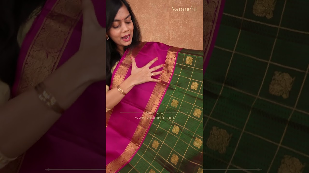 Checkered with charm, finished with finesse—your next favorite Kanchipuram silk is here.