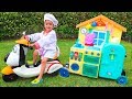 Child Vlad pretend play Toy Cafe on Wheels