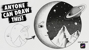 How to draw ink and stipple art - Procreate Pen and Ink Art Landscape Tutorial